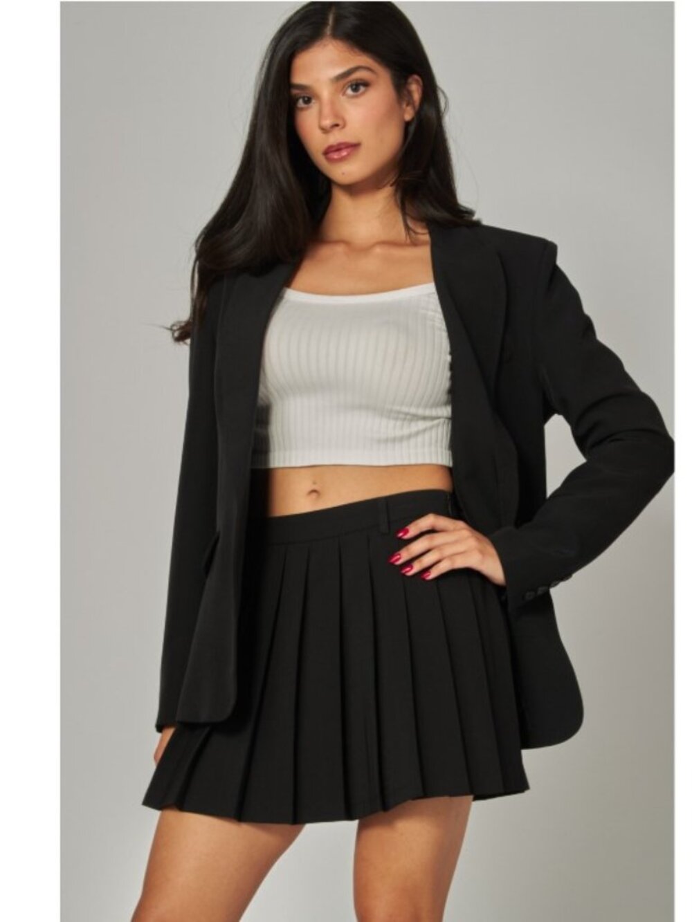 Black Pleated Mini Skirt